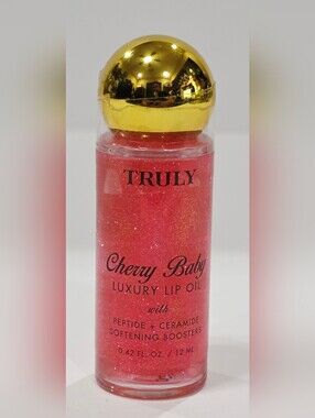 Truly CHERRY BABY Luxury Lip Oil Softening Boosters Shimmer Pink .42 oz/12mL New